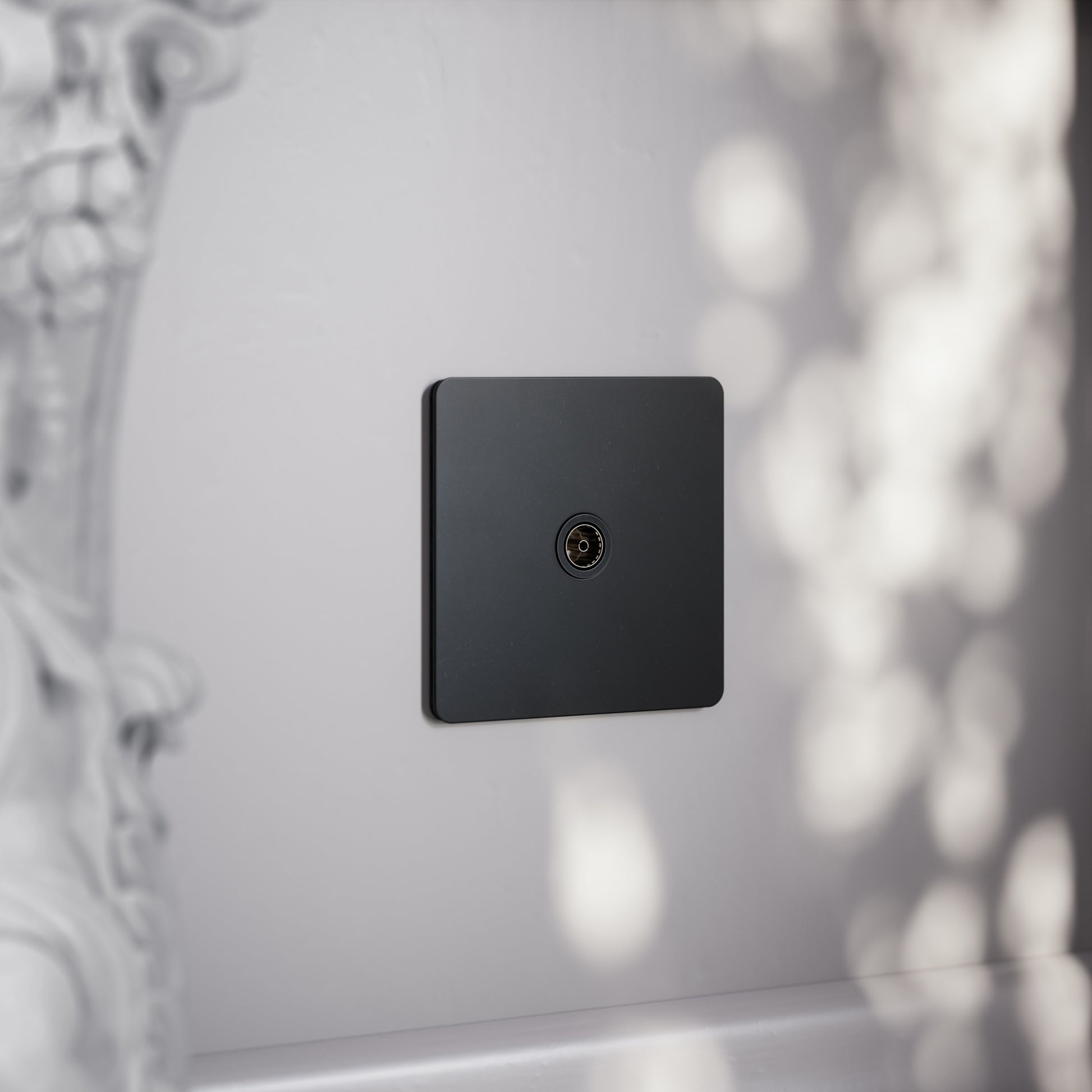 SlimTech Collection Matte Black TV Aerial Socket