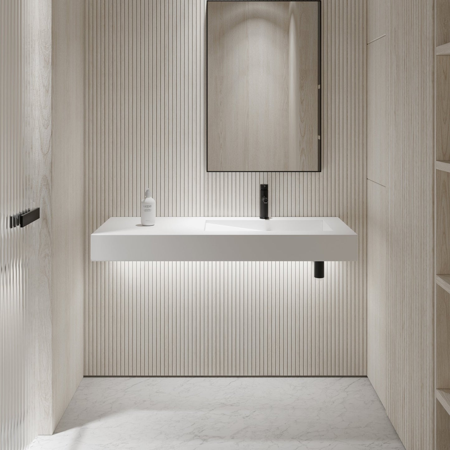 Slope Wall Hung Stone Basin 1200mm (Right)