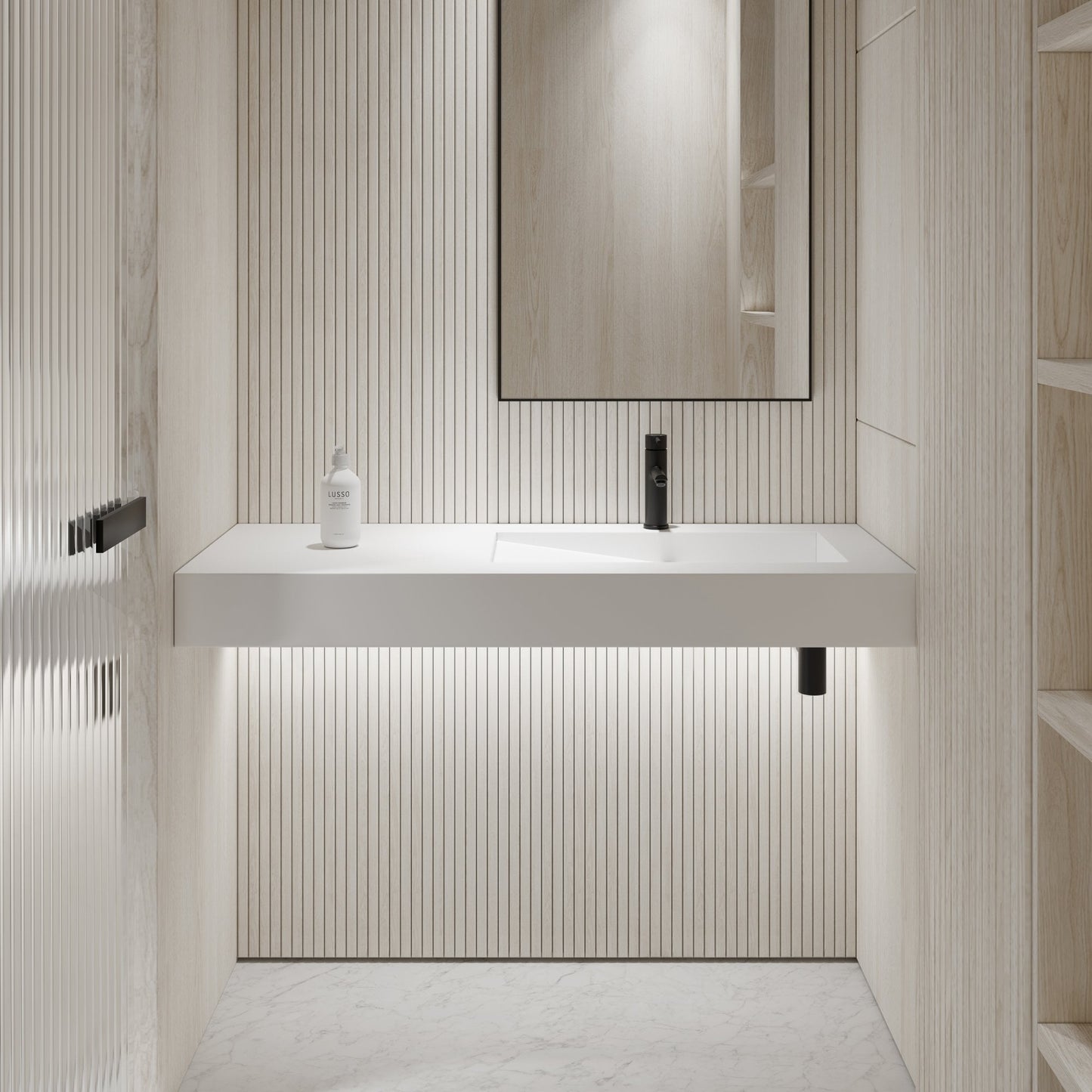 Slope Wall Hung Stone Basin 1200mm (Right)