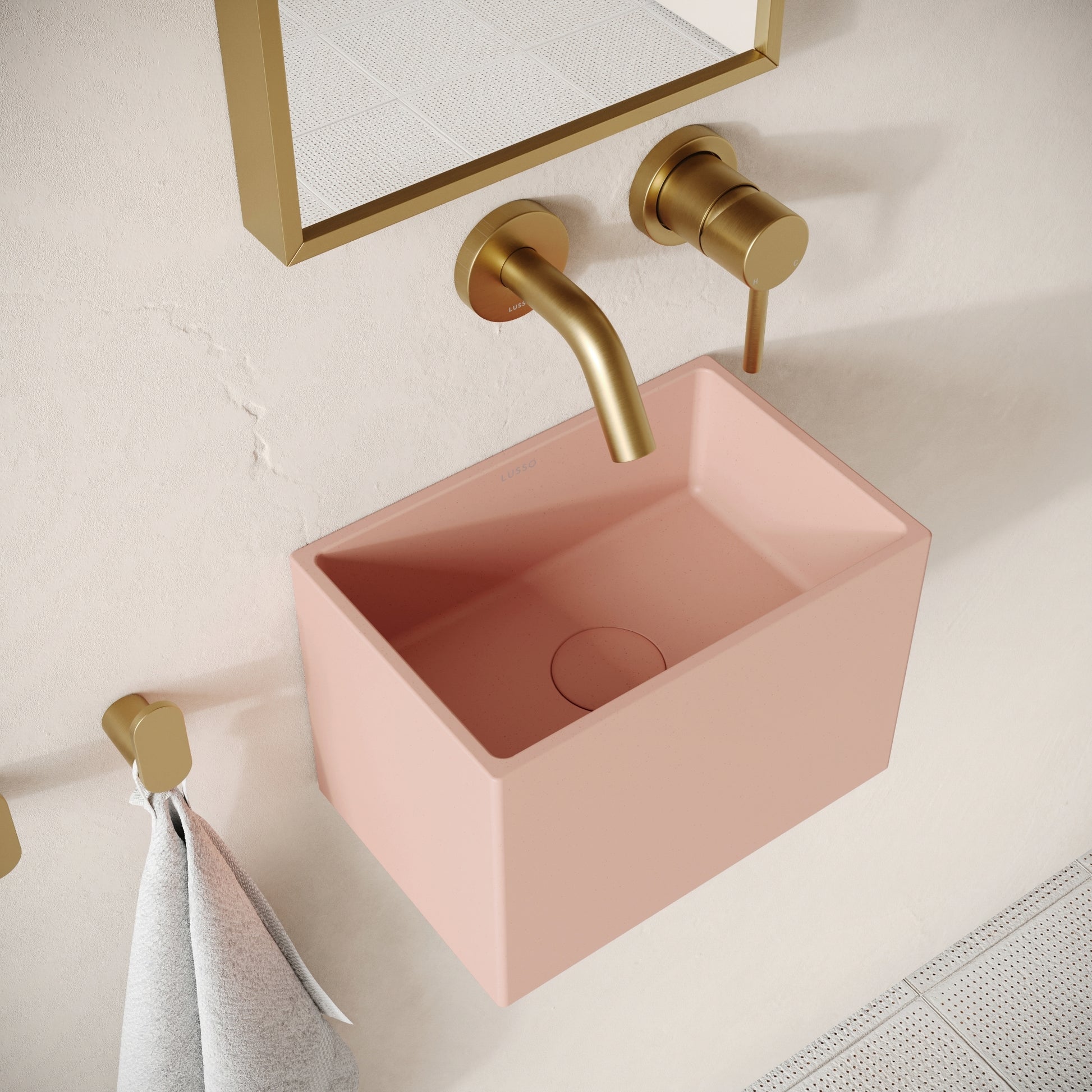 Sobrio Blush Concrete Wall Hung Basin 300mm