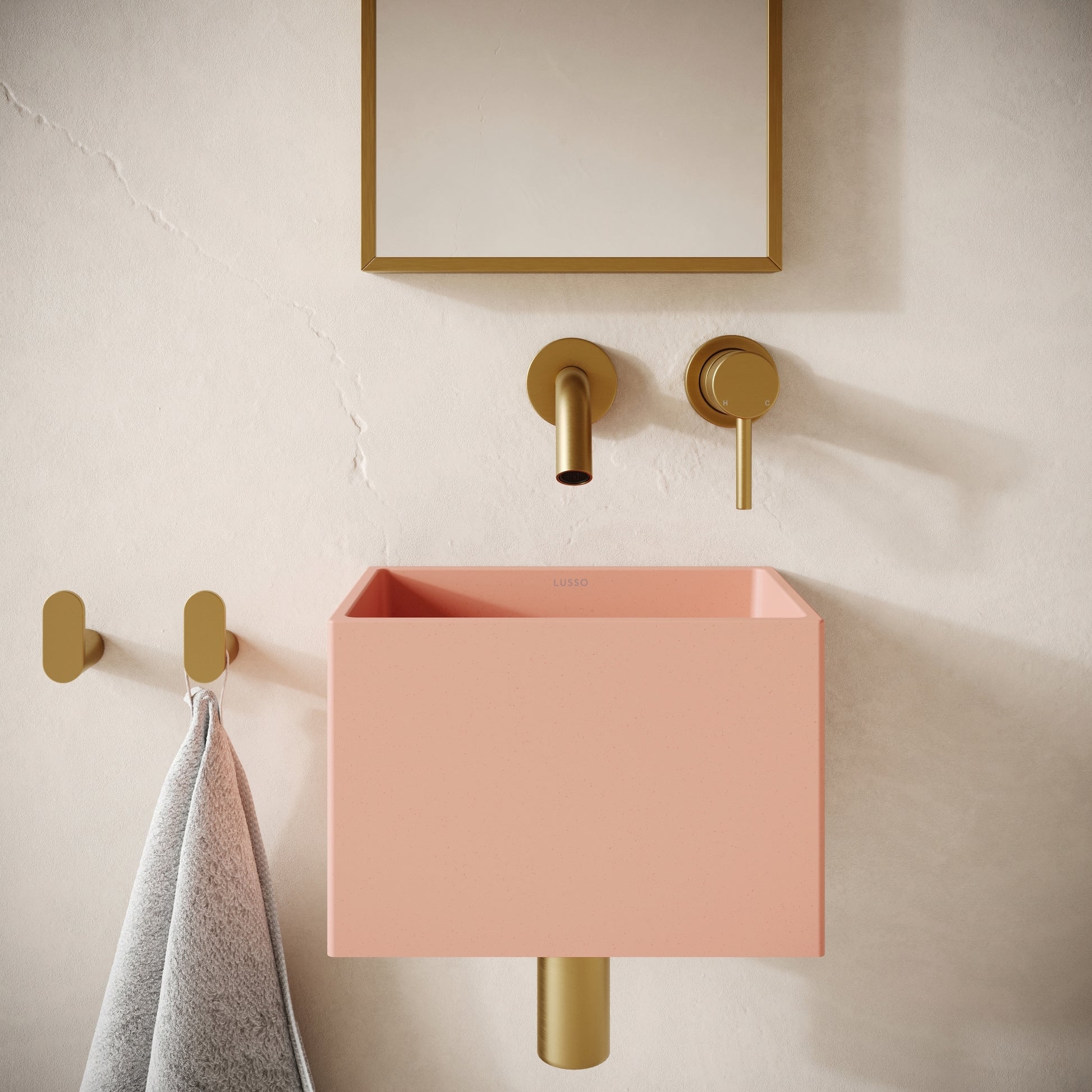 Sobrio Blush Concrete Wall Hung Basin 300mm