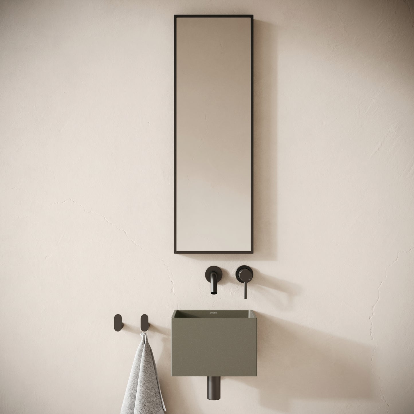 Sobrio Oyster Concrete Wall Hung Basin 300mm