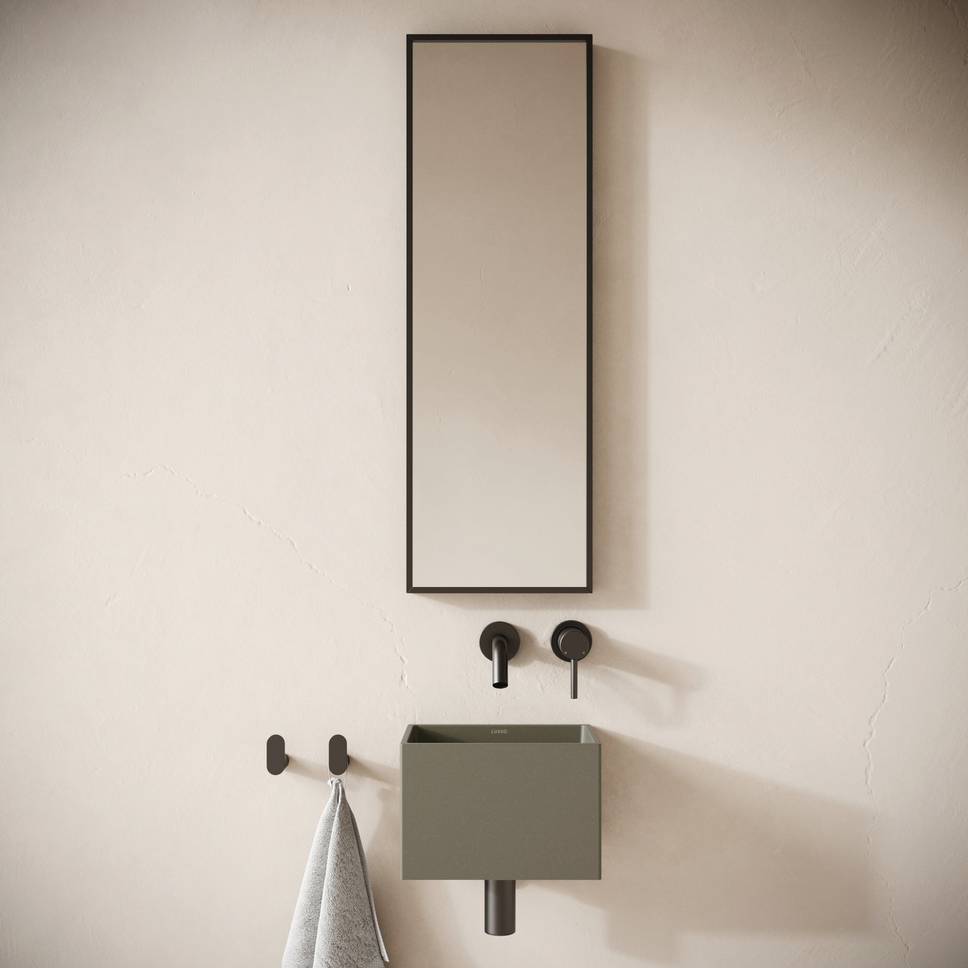 Sobrio Oyster Concrete Wall Hung Basin 300mm