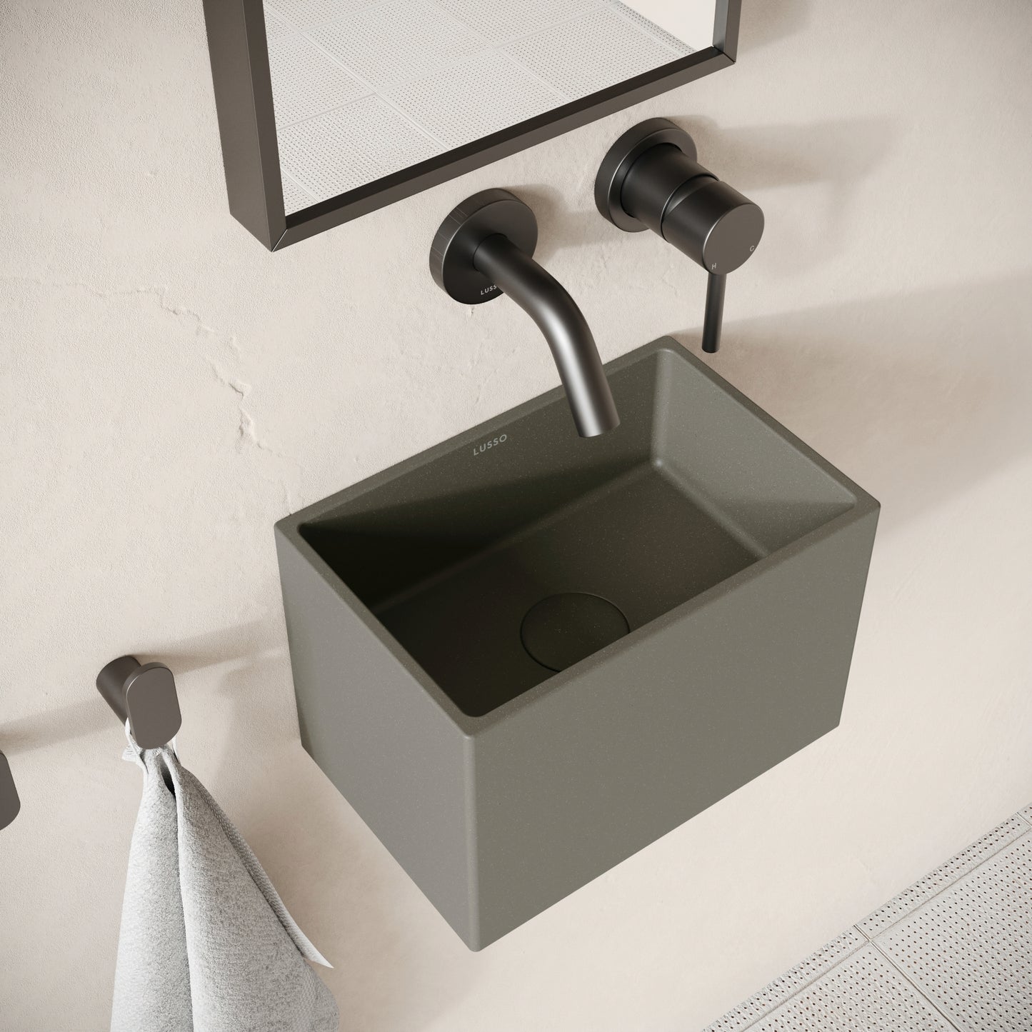 Sobrio Oyster Concrete Wall Hung Basin 300mm