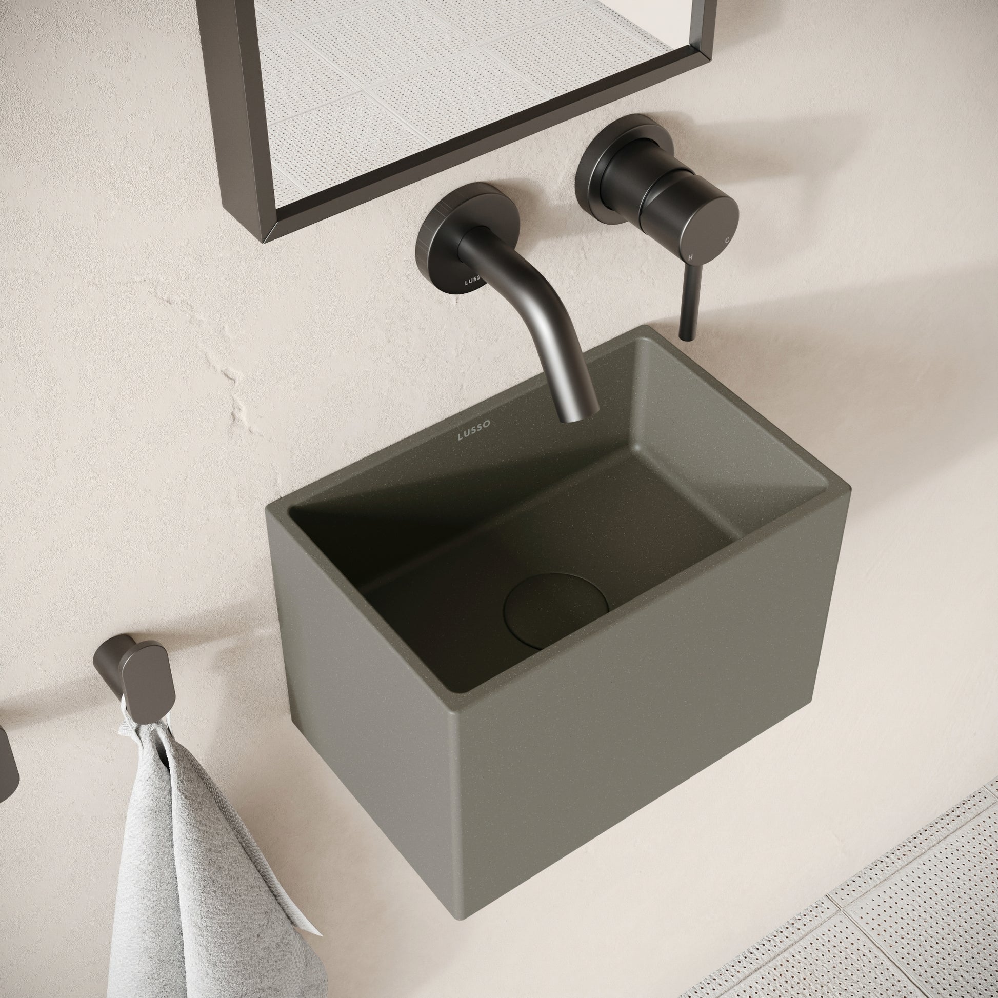 Sobrio Oyster Concrete Wall Hung Basin 300mm