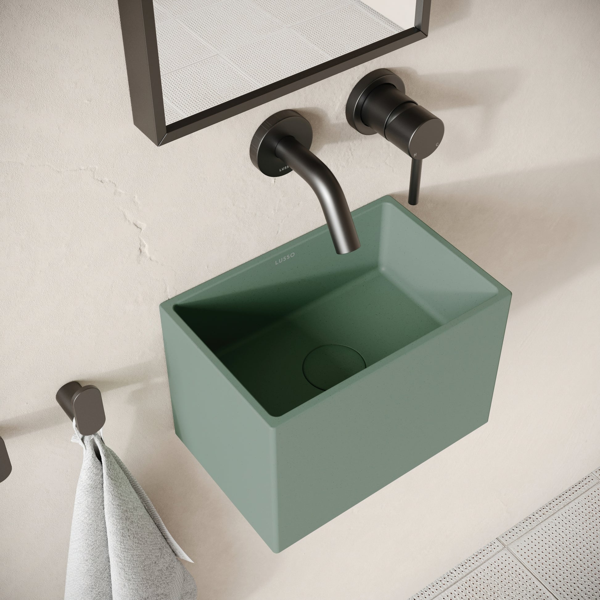 Sobrio Seafoam Concrete Wall Hung Basin 300mm