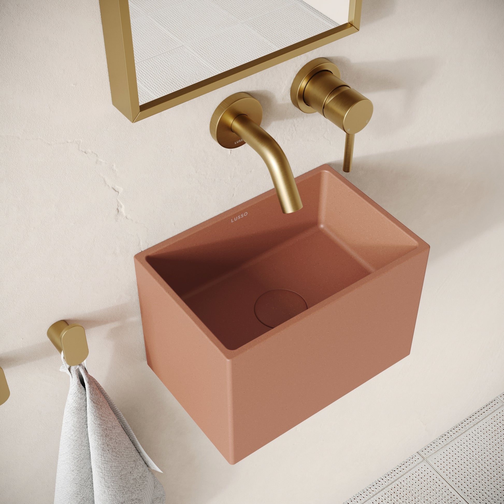 Sobrio Terracotta Concrete Wall Hung Basin 300mm