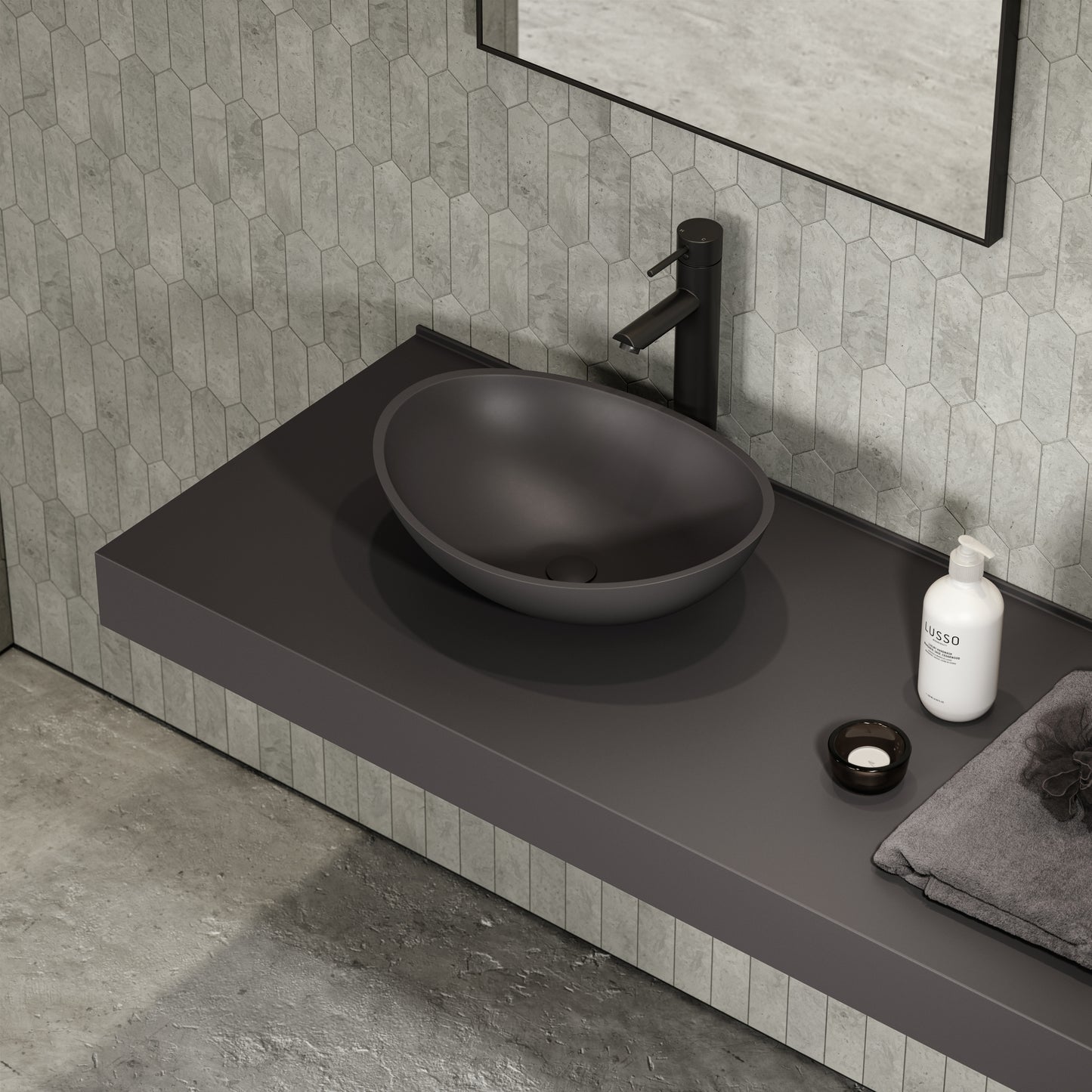 Soho Charcoal Countertop Stone Basin 420mm