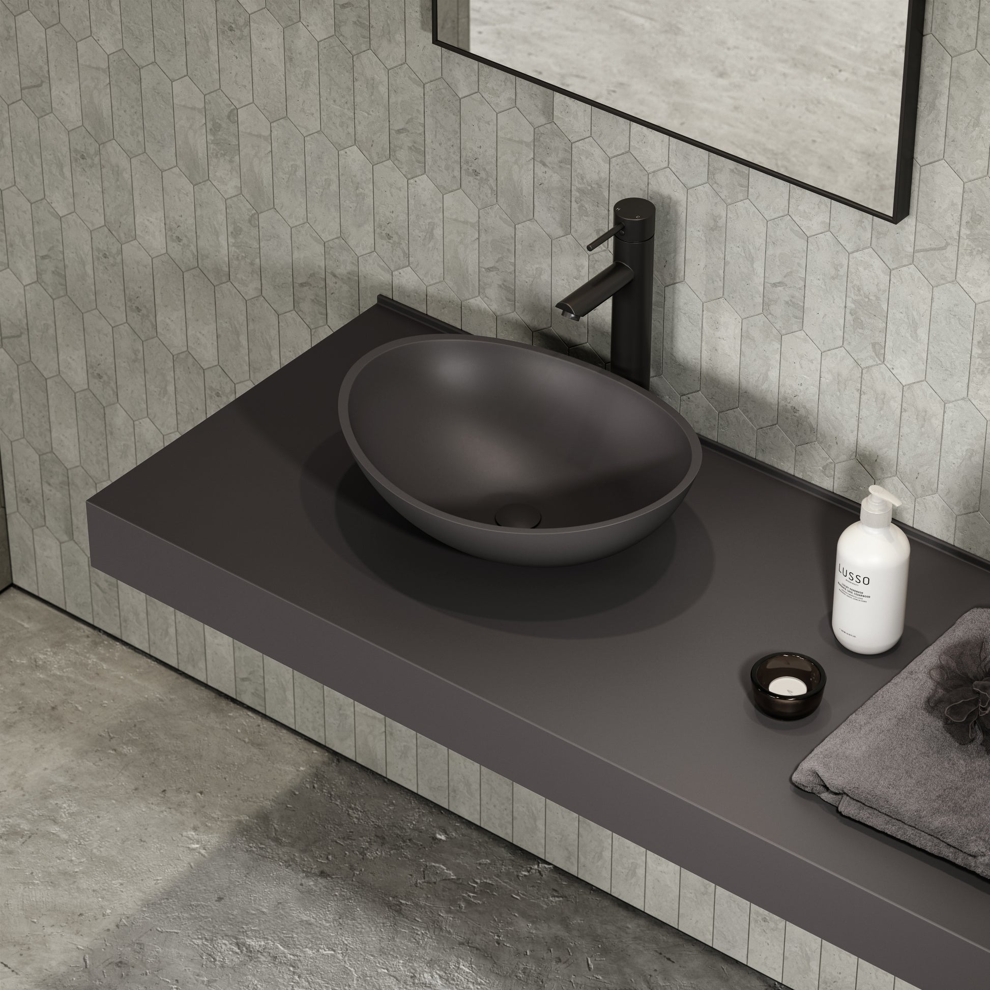 Soho Charcoal Countertop Stone Basin 420mm