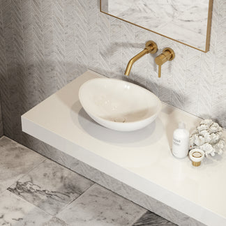 Soho White Countertop Freestanding Stone Basin 420mm - LUSSO