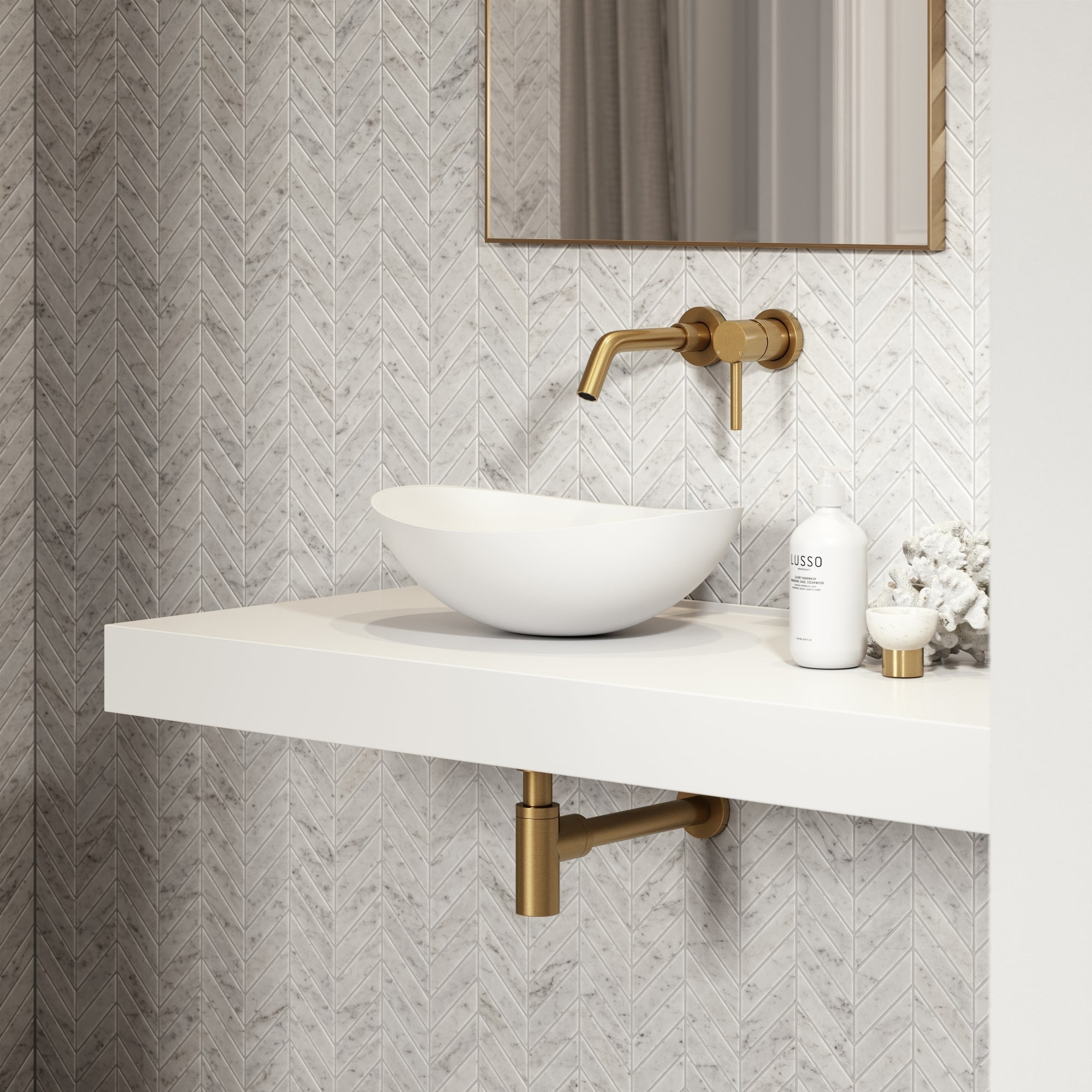 Soho White Countertop Freestanding Stone Basin 420mm - LUSSO