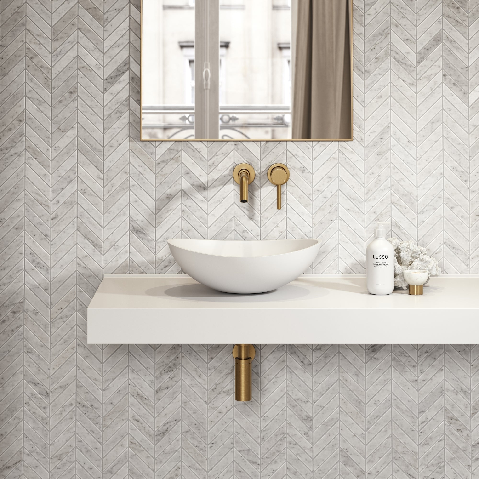 Soho White Countertop Freestanding Stone Basin 420mm - LUSSO