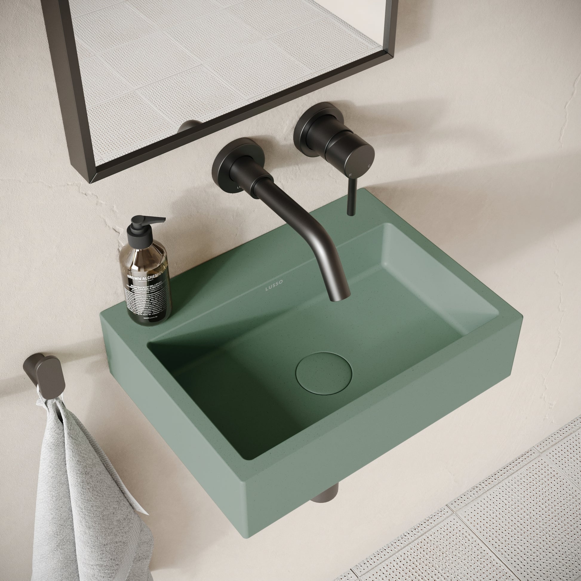 Sostanza Seafoam Concrete Wall Hung Basin 400mm