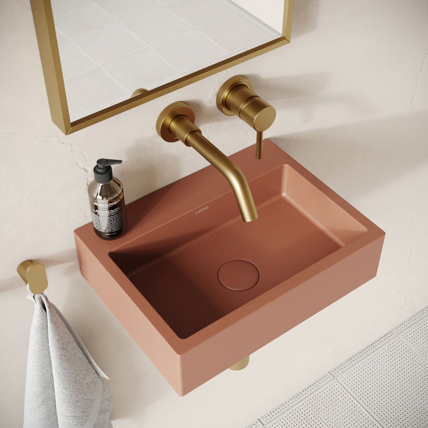 Sostanza Terracotta Concrete Wall Hung Basin 400mm