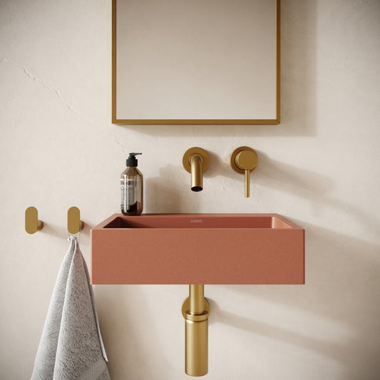 Sostanza Terracotta Concrete Wall Hung Basin 400mm