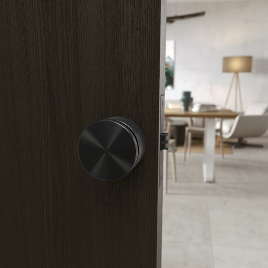 Spectre Knurled Privacy Brushed Black Internal Door Handle