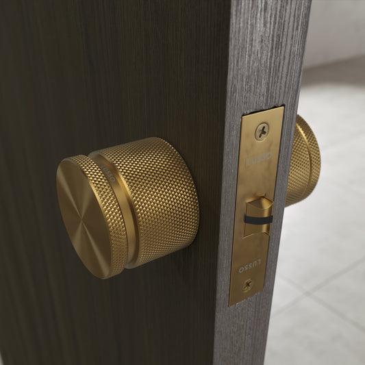 Spectre Knurled Privacy Brushed Gold Internal Door Handle