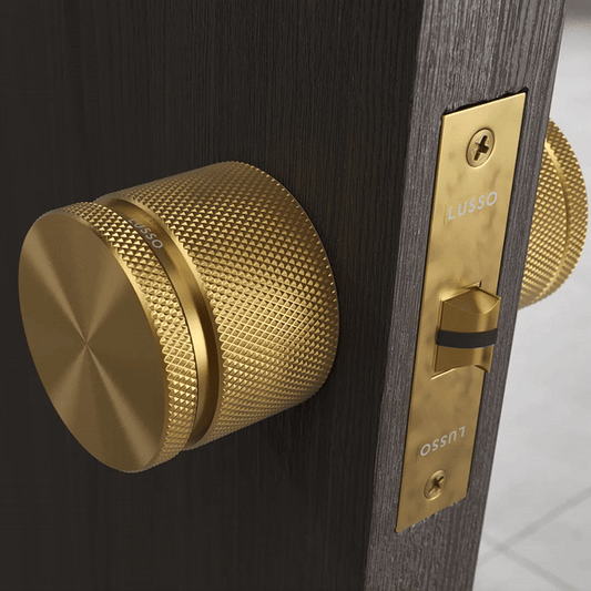 Spectre Knurled Privacy Brushed Gold Internal Door Handle