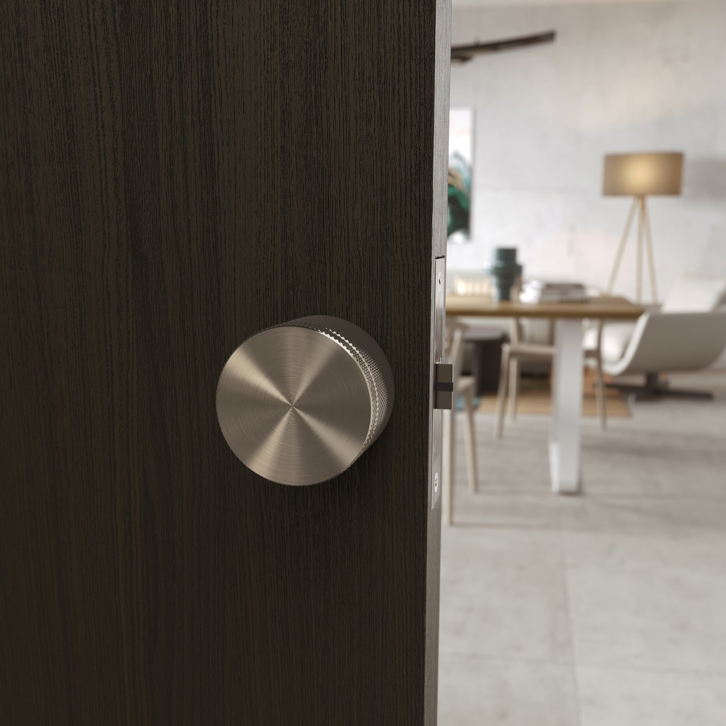 Spectre Knurled Privacy Brushed Nickel Internal Door Handle