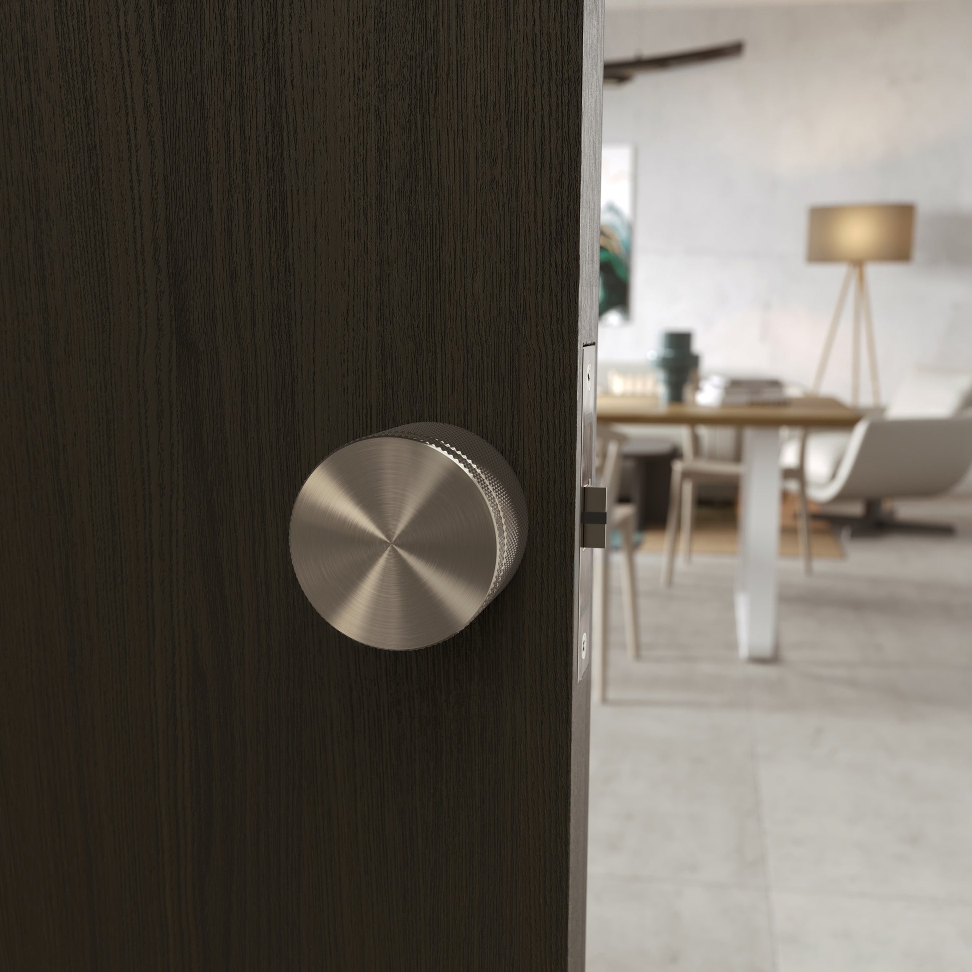 Spectre Knurled Privacy Brushed Nickel Internal Door Handle