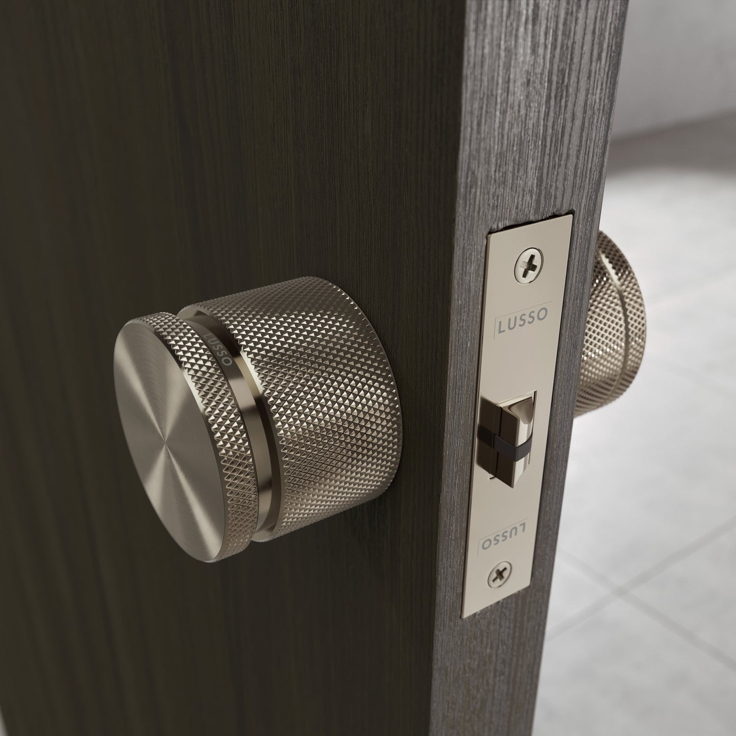 Spectre Knurled Privacy Brushed Nickel Internal Door Handle