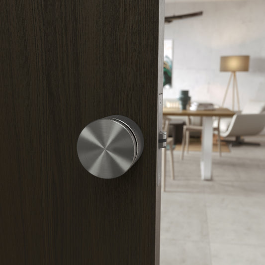 Spectre Knurled Privacy Brushed Stainless Internal Door Handle