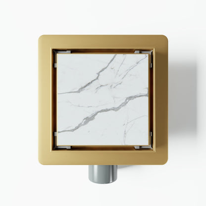 Square Brushed Gold Tileable Wet Room Waste Kit