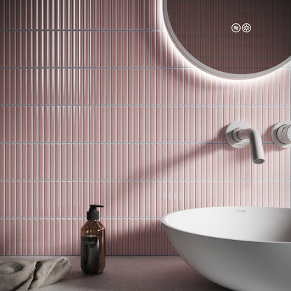 Stick Mosaic Blush Rose Pink Glazed Porcelain Wall Tile