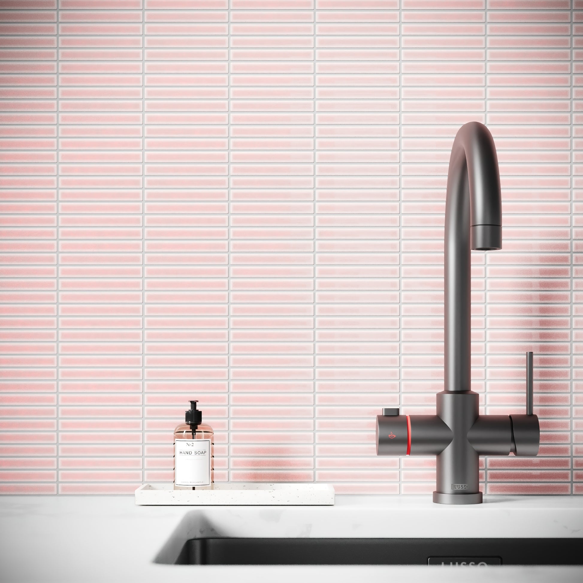 Stick Mosaic Blush Rose Pink Glazed Porcelain Wall Tile