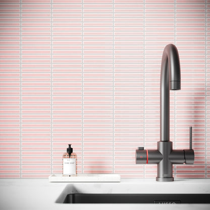 Stick Mosaic Blush Rose Pink Glazed Porcelain Wall Tile