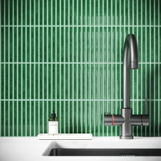 Stick Mosaic Jade Harmony Green Glazed Porcelain Wall Tile