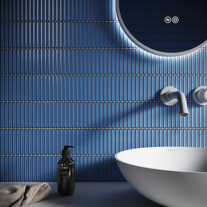 Stick Mosaic Ocean Mist Blue Glazed Porcelain Wall Tile
