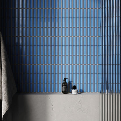 Stick Mosaic Ocean Mist Blue Glazed Porcelain Wall Tile