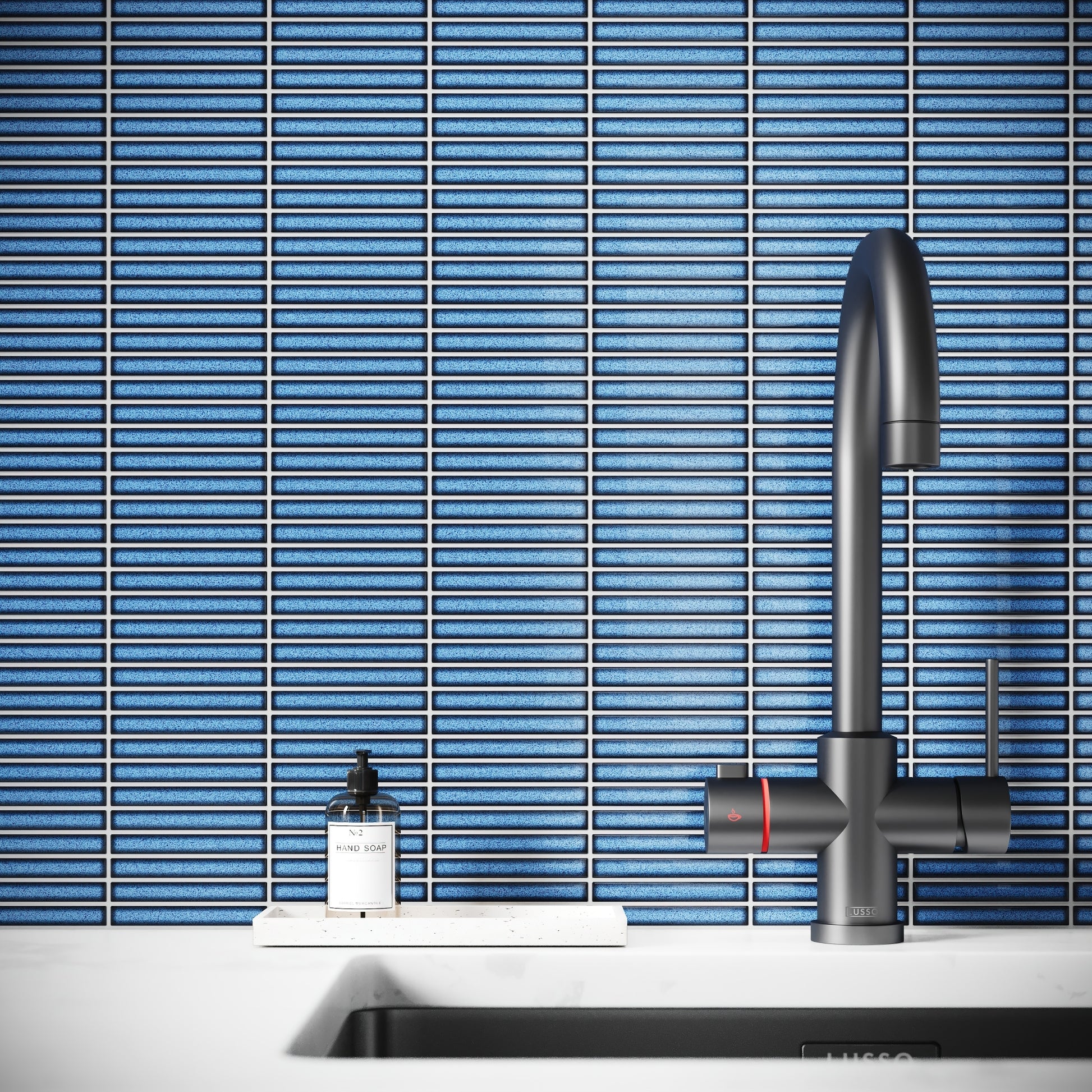 Stick Mosaic Ocean Mist Blue Glazed Porcelain Wall Tile