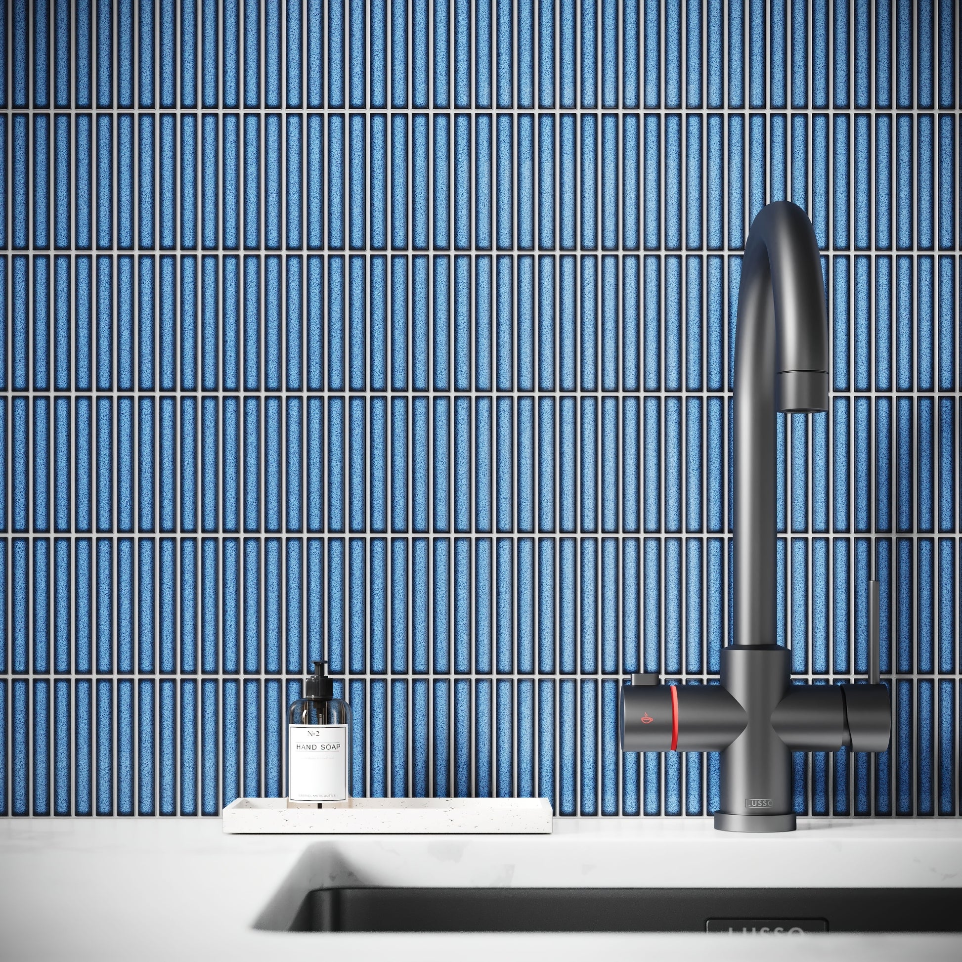 Stick Mosaic Ocean Mist Blue Glazed Porcelain Wall Tile