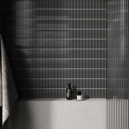 Stick Mosaic Onyx Shadow Black Glazed Porcelain Wall Tile