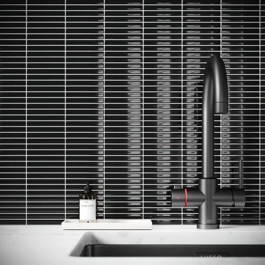 Stick Mosaic Onyx Shadow Black Glazed Porcelain Wall Tile