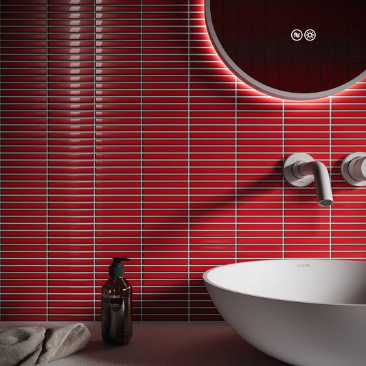 Stick Mosaic Ruby Spark Red Glazed Porcelain Wall Tile
