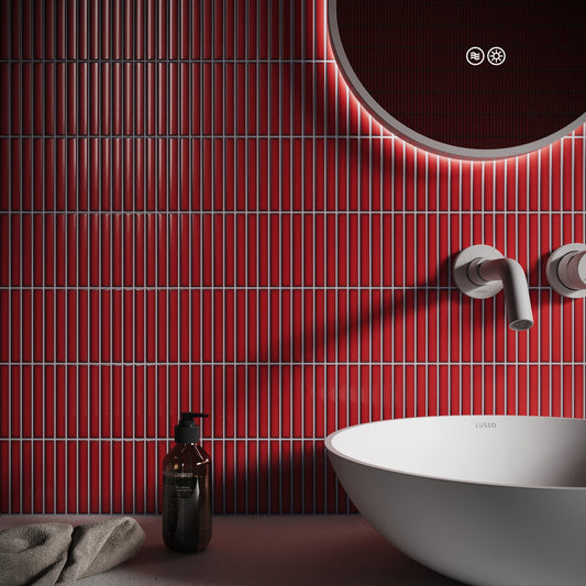 Stick Mosaic Ruby Spark Red Glazed Porcelain Wall Tile