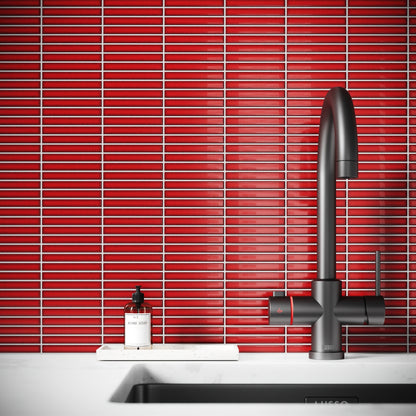 Stick Mosaic Ruby Spark Red Glazed Porcelain Wall Tile