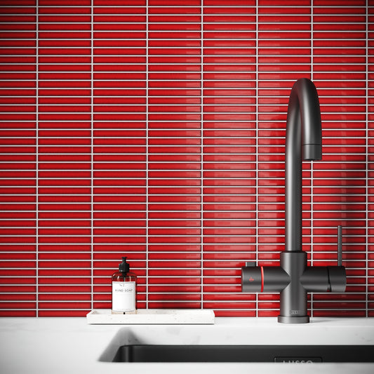 Stick Mosaic Ruby Spark Red Glazed Porcelain Wall Tile