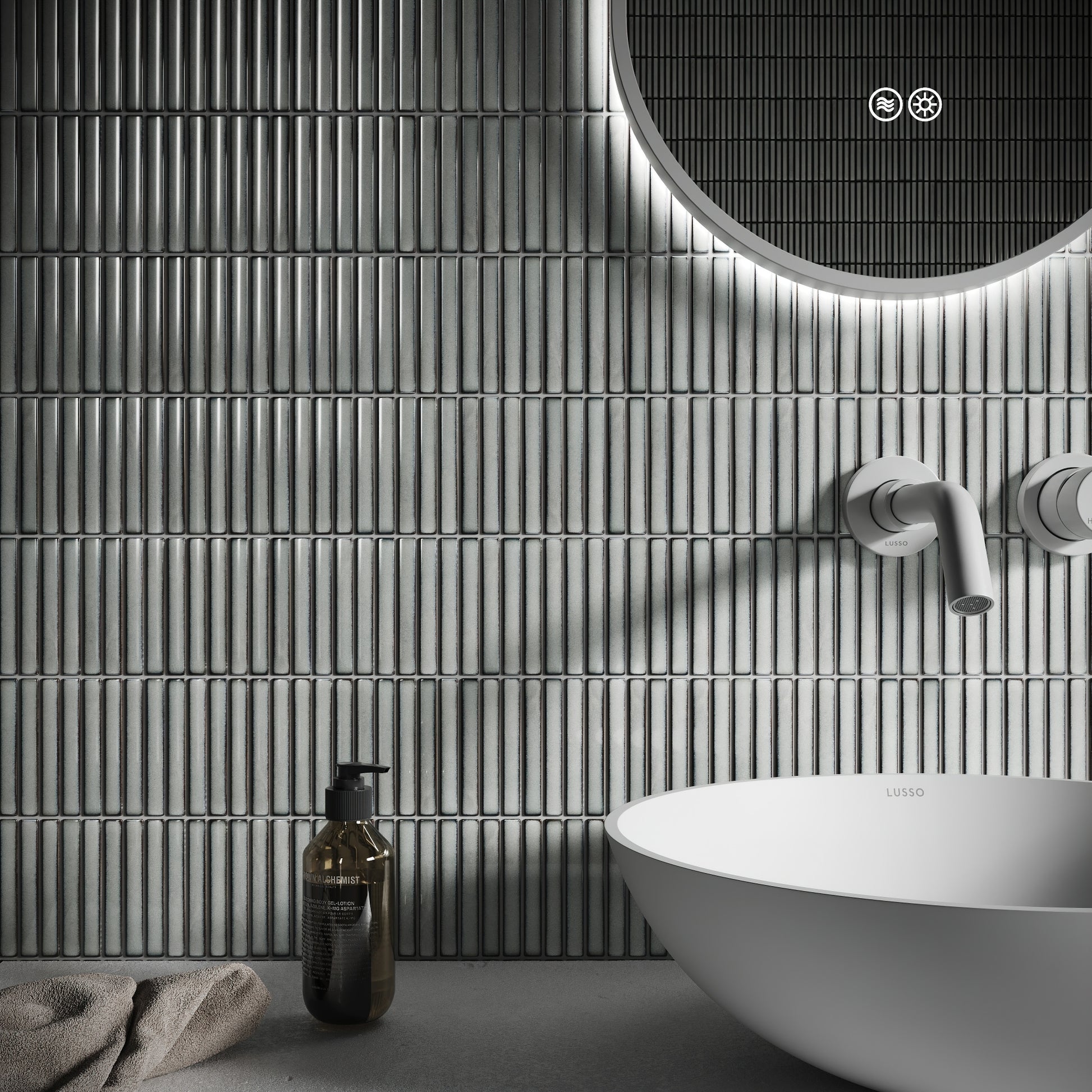 Stick Mosaic Silver Mist Grey Glazed Porcelain Wall Tile