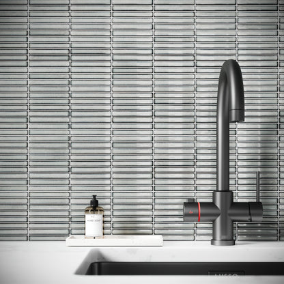Stick Mosaic Silver Mist Grey Glazed Porcelain Wall Tile