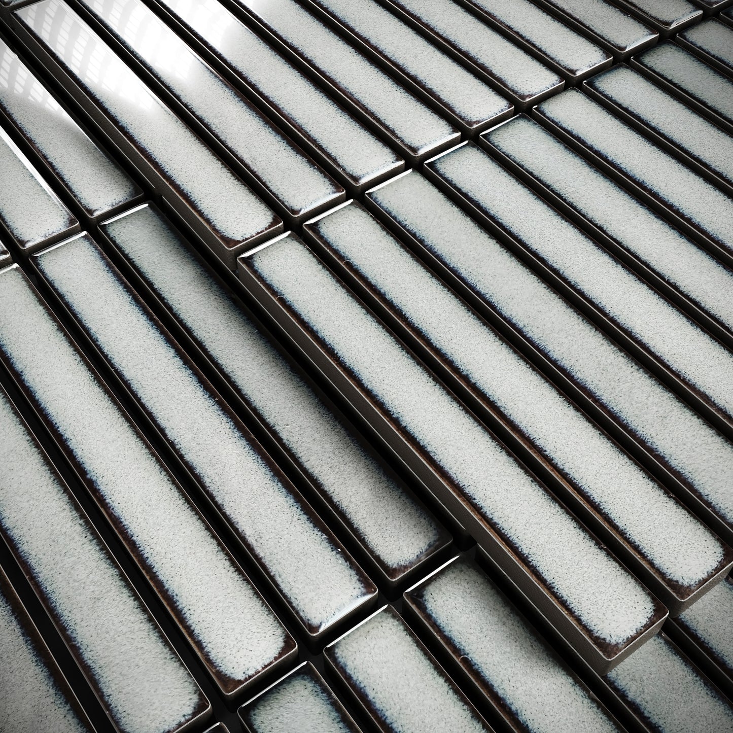 Stick Mosaic Silver Mist Grey Glazed Porcelain Wall Tile