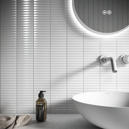 Stick Mosaic Snow Pearl White Glazed Porcelain Wall Tile