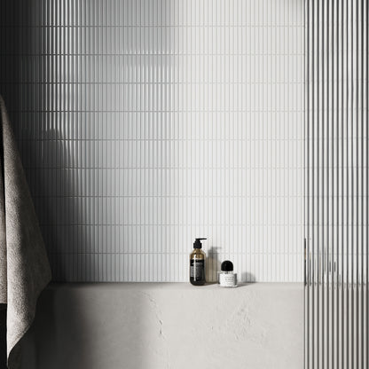 Stick Mosaic Snow Pearl White Glazed Porcelain Wall Tile