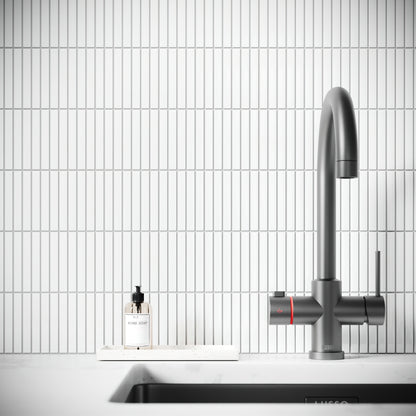 Stick Mosaic Snow Pearl White Glazed Porcelain Wall Tile