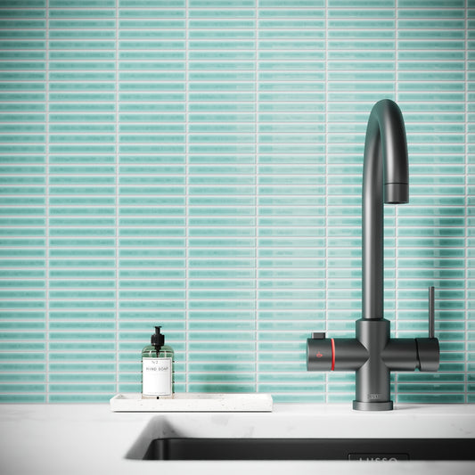 Stick Mosaic Tiffany Blue Glazed Porcelain Wall Tile