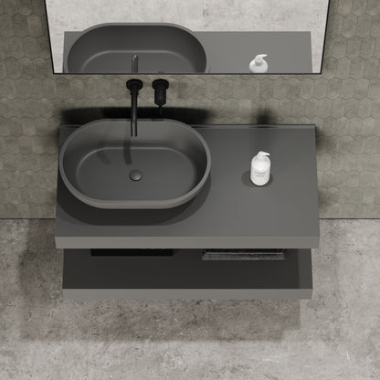 Stone Wall Hung Countertop Basin Shelf & Towel Shelf (1000mm Wide - Clay)