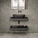 Stone Wall Hung Countertop Basin Shelf & Towel Shelf (800mm Wide - Charcoal)